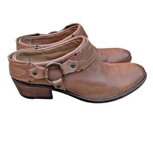 Frye Carson Harness Mules Womens Size 8 Brown Leather Western Boho Moto Biker